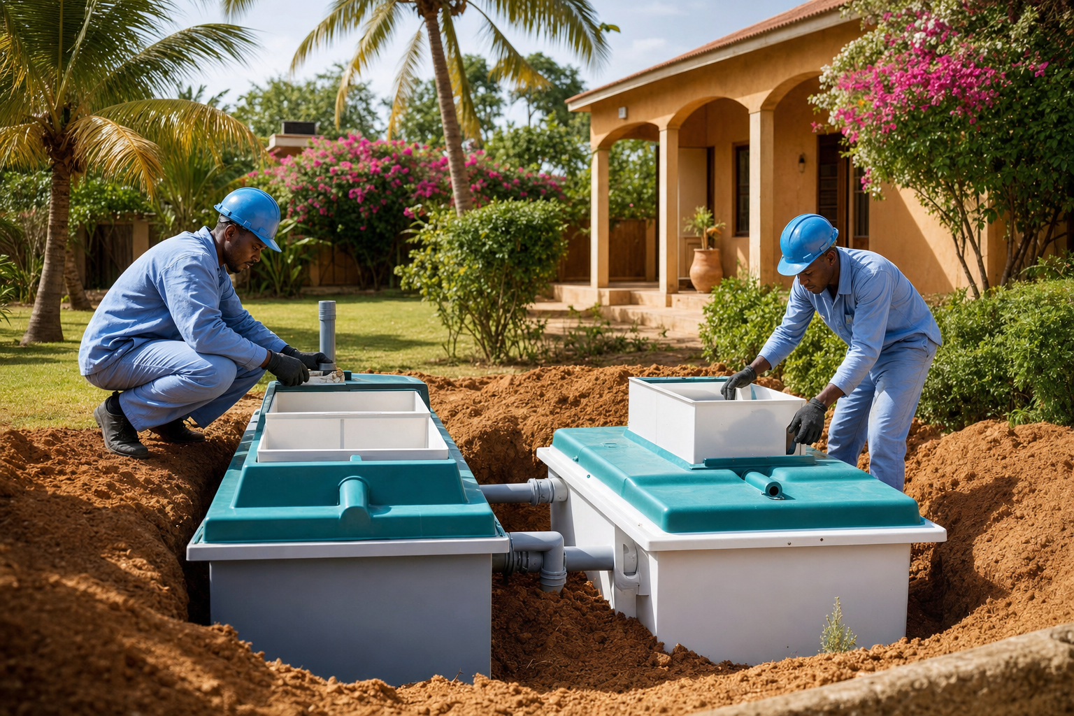 Installation d'une micro-station d'épuration BioTopp dans une résidence au Sénégal